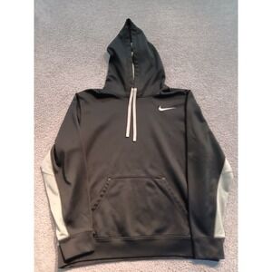 Nike Therma-Fit Men's Pullover Hoodie Large L Black/Gray Fleece Lined Kangaroo